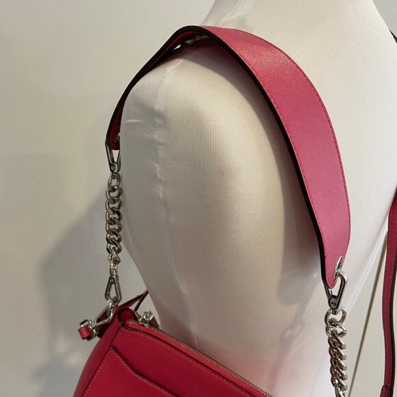 Joseph Ribkoff designer Pink Crossbody Bag With Chain Strap & Silver Accents - Picture 4 of 16